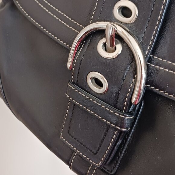 Great Condition Like New Coach SOHO Black Leather Flap Buckle Bag - Picture 2 of 8